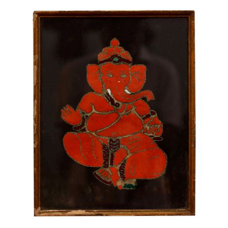Used Modern Glass Wall Hanging Painting of Lord Ganesha for Decor