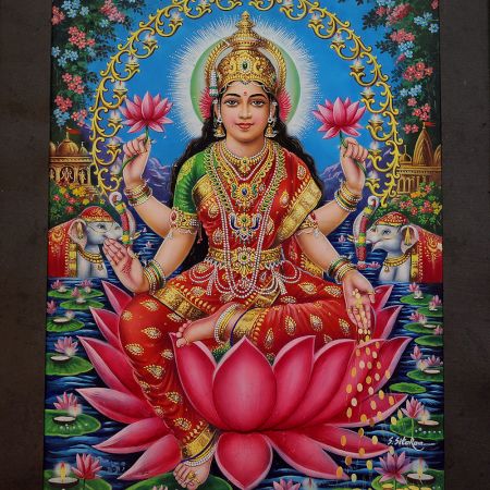 Goddess Laxmi Paper Painting by S.Sita Ram for Prayer Room