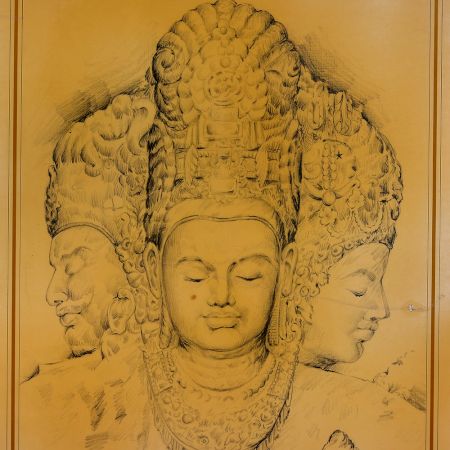 Paper Print of Lord Brahma, Vishnu and Mahesh for Prayer Room