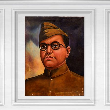 Vintage Cloth Painting of Subhash Chandra Bose for Decoration