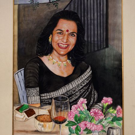 Vintage Paper Painting of Lady in Fine Work for Decoration