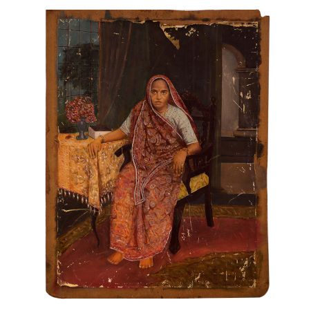 Vintage Old Lady Sitting Camera Picture from British Art