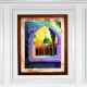 Vintage Paper Painting of Mosque in Frame for Home Decor