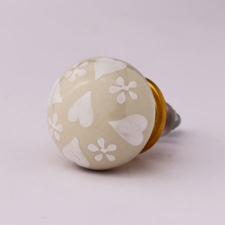 White Heart Ceramic Cabinet Knob