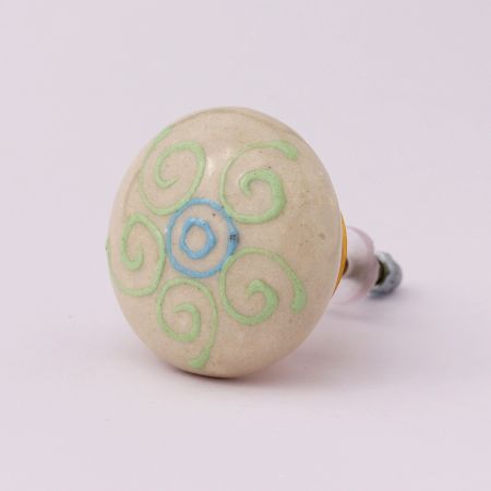 Cream Embossed Ceramic Knob