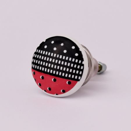 Black Pink Ceramic Flat Dresser Knob