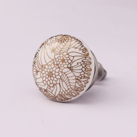 Golden Flower Flat Ceramic Drawer Knob Online