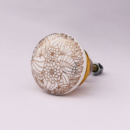 Golden Flower Flat Ceramic Drawer Knob Online