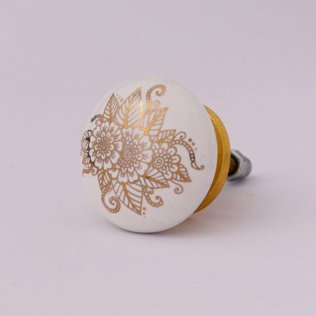 Golden Calliopsis Flower Flat Ceramic Dresser Knob