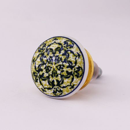 Blue Floral Flat Knob