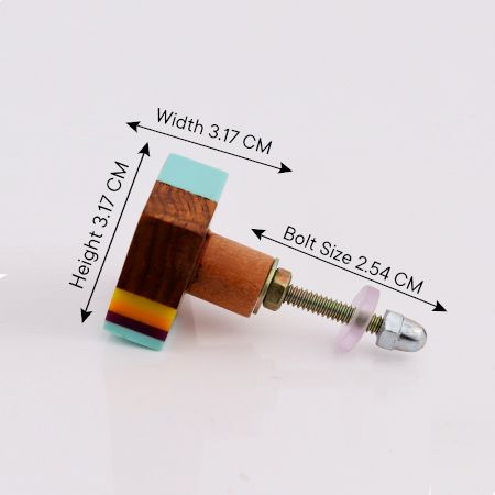 Handcrafted Square Multicolor Wooden Cabinet Knob