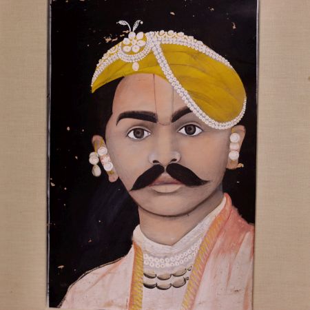 Water Colour Paper Painting of Maharaja with Frame