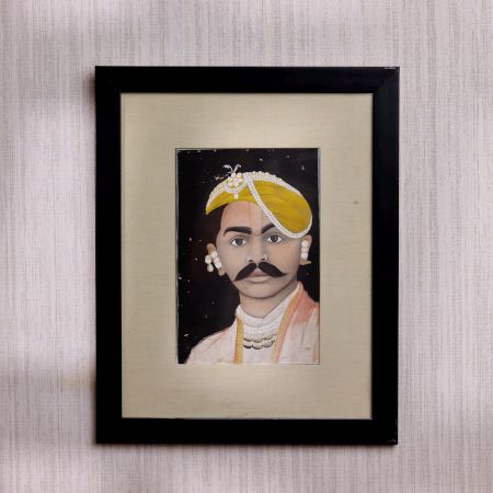 Water Colour Paper Painting of Maharaja with Frame