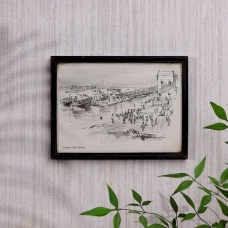 Vintage Paper Print of Chandpal Ghat Calcutta for Decoration