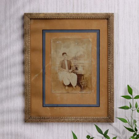 Vintage Paper Photograph of Man Sitting for Decoration