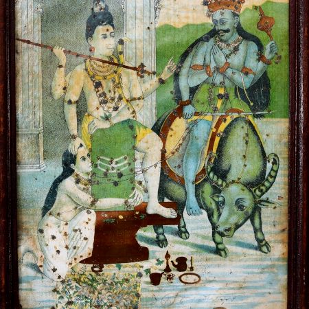 Vintage Paper Print from Ravi Verma in Wooden Frame