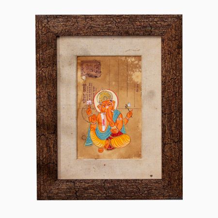 Vintage Post Card Painting of Lord Ganesha for Prayer Room