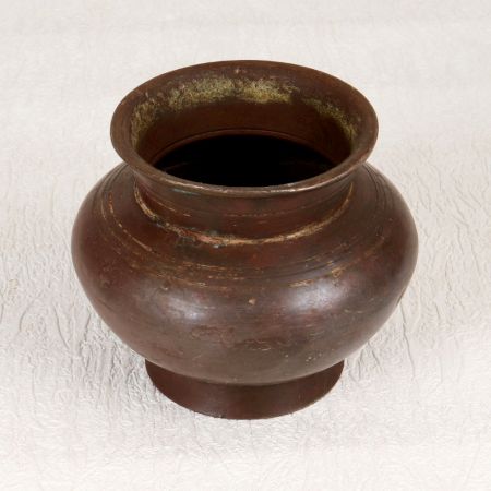 Dark Brown Handmade Brass Holy Water Pot for Indoor Decor