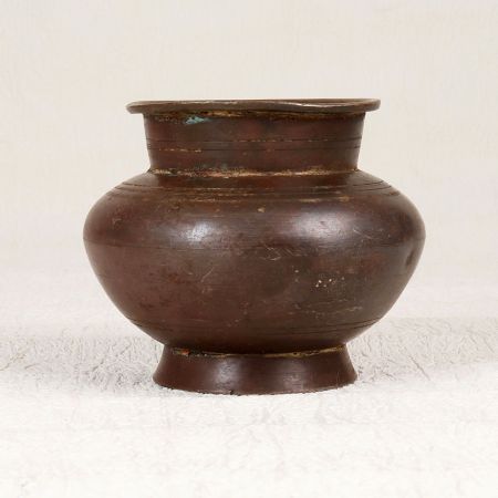 Dark Brown Handmade Brass Holy Water Pot for Indoor Decor