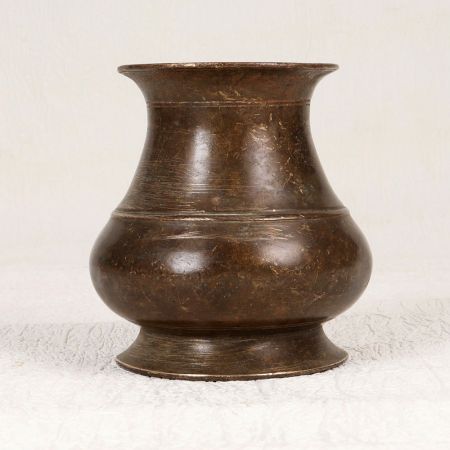 Dark Finish Traditional Brass Holy Water Pot in South Indian Art