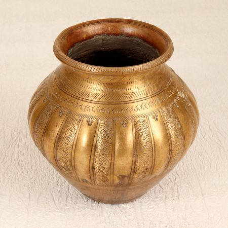 Beautifully Carved Brass Holy Water Pot in South Indian Art