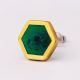 Hexagon Sea Green Stone and Brass Knob