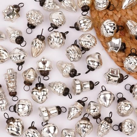 25 Pieces Silver Glass Ornaments For Tree Decoration
