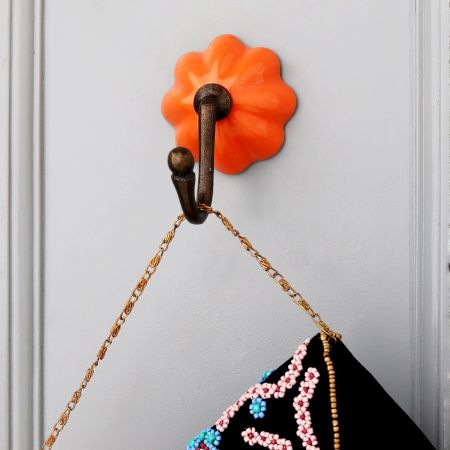 6 Pieces Modern Multicolor Melon Ceramic Wall Hooks