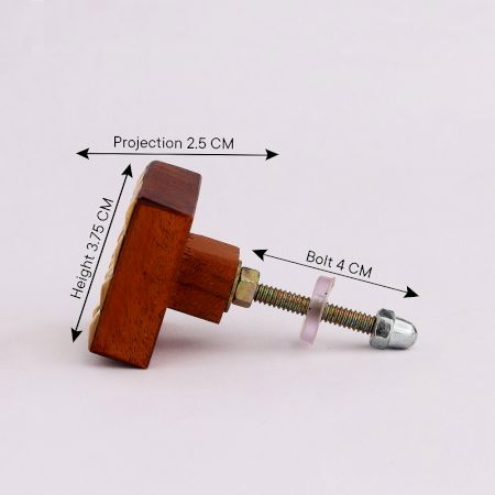 Handmade Golden Brass and Wood Cabinet Knob