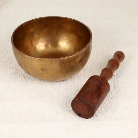 Bell Metal Om Singing Bowl with Wooden Mallet for Meditation