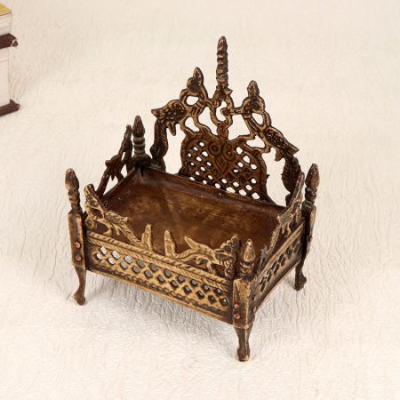 Handmade Vintage Brass God Bed Singhasan for Prayer Room
