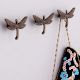 Handmade Modern Antique Dragonfly Iron Wall Hooks Pack of 3 Pieces