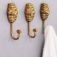 Modern Bee Honeycomb Aluminum Hook In Golden Finish-3 Pieces