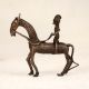 Antique Brown Tribal Art Horse with Rider Made of Brass