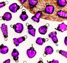 25 Pieces Purple Glass Ornaments - Christmas Tree Ornaments
