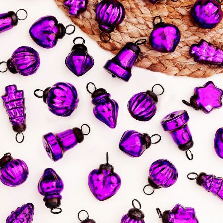 25 Pieces Purple Glass Ornaments - Christmas Tree Ornaments