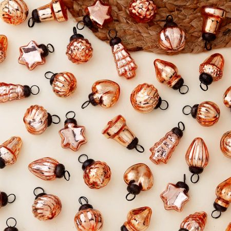 25 Pieces Rose Gold Glass Ornaments - Christmas Tree Ornaments