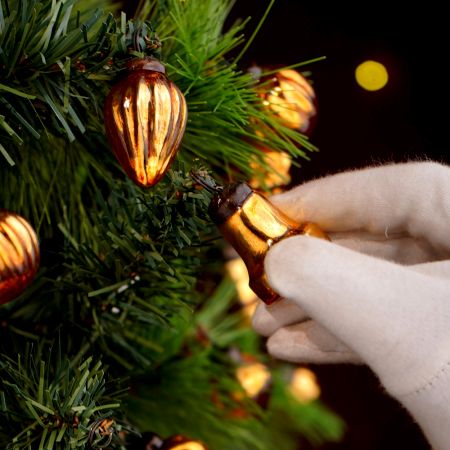 25 Pieces Amber Glass Ornaments - Christmas Tree Ornaments