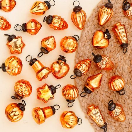 25 Pieces Amber Glass Ornaments - Christmas Tree Ornaments