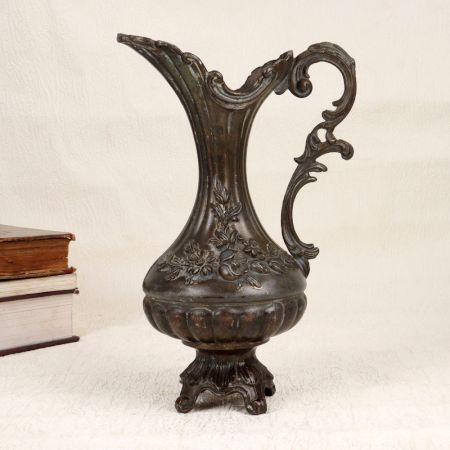 Handmade English Art Metal Flower Pot with Handle for Decor