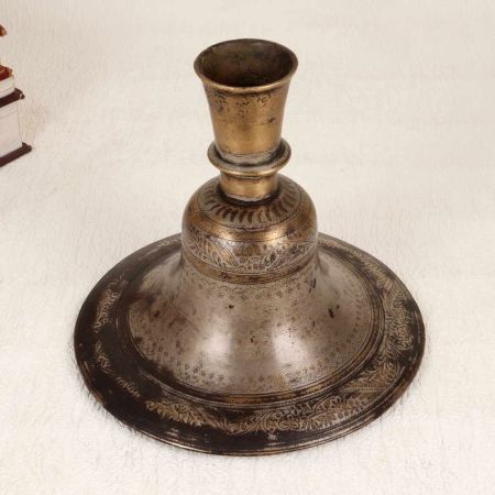 Vintage Engraved Brass Hookah Base from Hyderabad for Decor