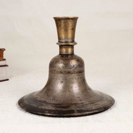 Vintage Engraved Brass Hookah Base from Hyderabad for Decor