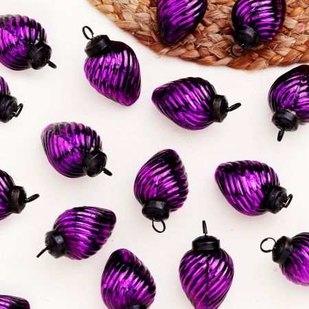 12 Pieces Glass Purple Ornaments For Tree Decoration