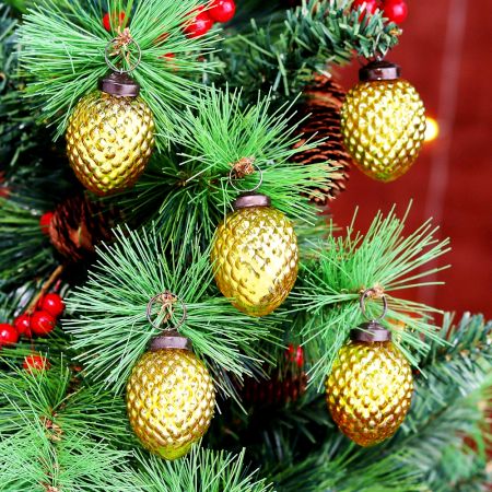 12 Pieces Decorative Glass Golden Christmas Hanging Ornaments