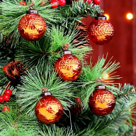 12 Pieces Amber Glass Christmas Ornaments For Tree Decoration