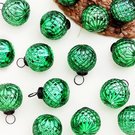 12 Pieces Decorative Green Glass Ornaments - Christmas Tree Ornaments