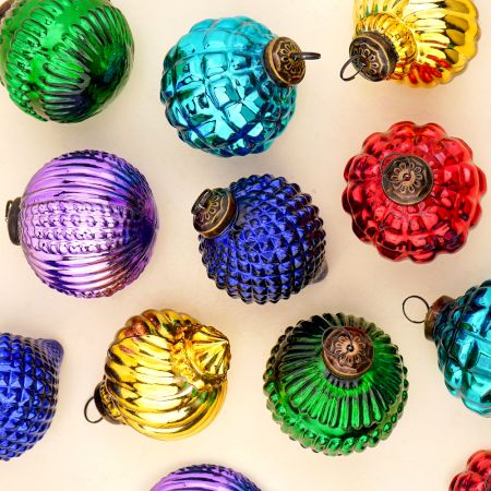 6 Pieces Modern Multicolor Coloured Glass Christmas Ornaments