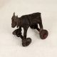 Handmade Brass Statue of Bull on Wheels from Central India