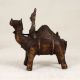 Central India Vintage Brass Camel Statue with Rider for Decor