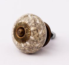 White Crackle Wheel Ceramic Cabinet Knob